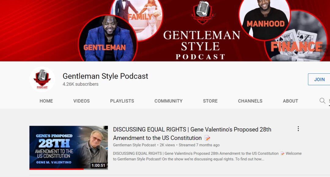 Discussing Equal Rights | Gene Valentino’s Proposed 28th Amendment to the US Constitution