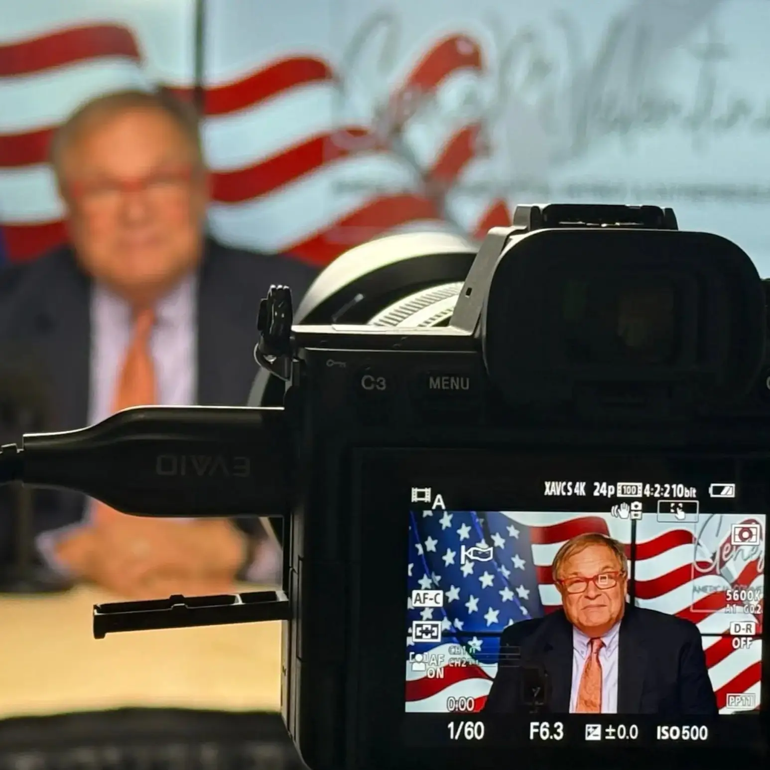 all-television-photo Bianca de la Garza and Gene Valentino on site at Newsmax headquarters USA
